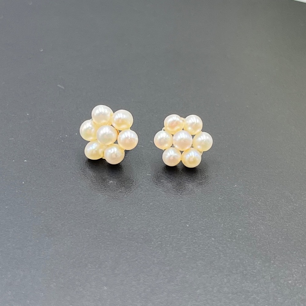 Pearl Earrings 14k Yellow Gold Estate‎ Push Back Stud Earrings June Birthstone